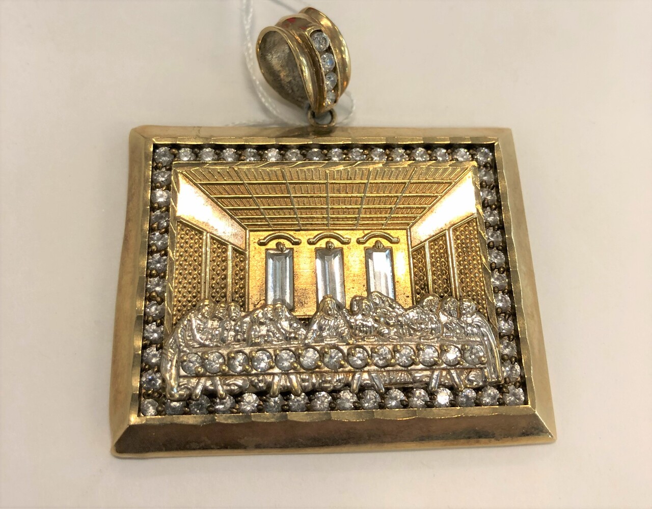 large-10k-yellow-gold-last-supper-pendant-with-cz-ice-18-9-grams