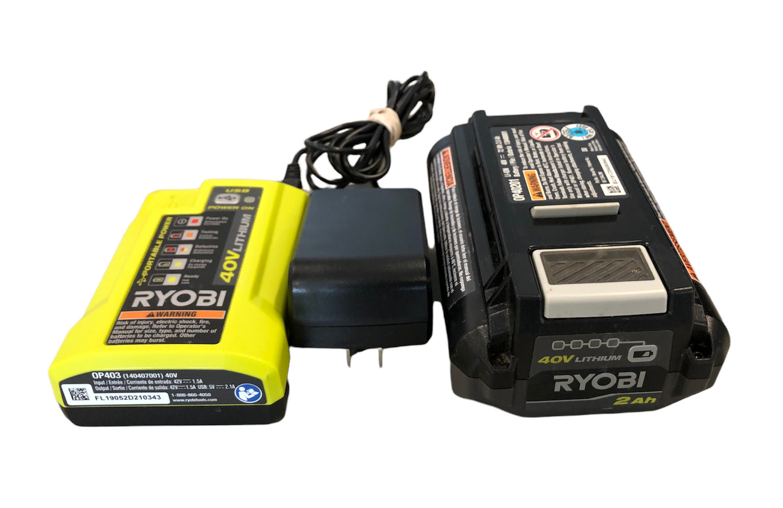 Ryobi OP403 LiIon 40 Volt Battery Charger w/40V LiIon Compact Battery