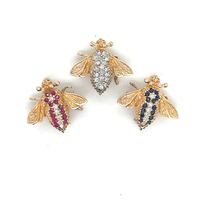 Vintage Set of EMA 14k Yellow Gold Bee Pins/Brooches with Ruby Sapphire Diamond