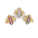 Vintage Set of EMA 14k Yellow Gold Bee Pins/Brooches with Ruby Sapphire Diamond