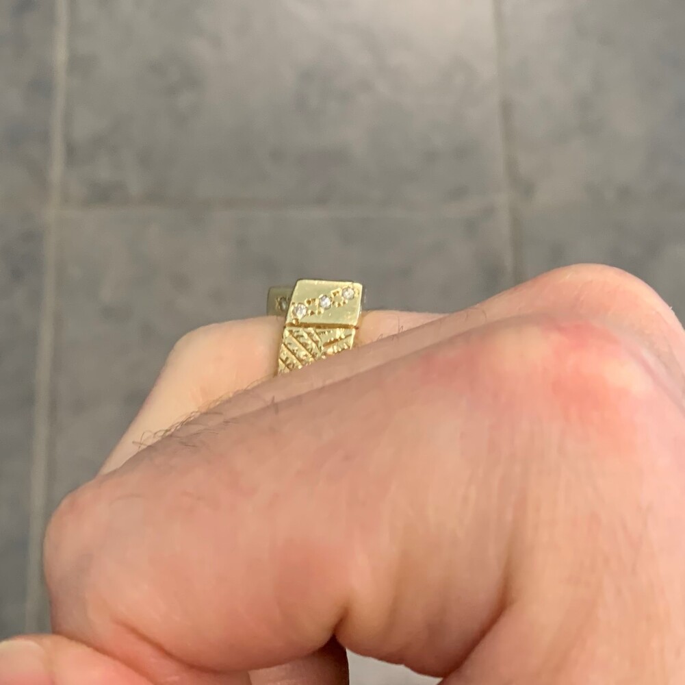 14K Yellow Gold Dice Ring w/ Emeralds & Diamonds