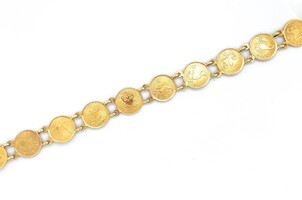 14k Yellow Gold 7.75" Zodiac Sign Bracelet 10.4 Grams 11.0 MM