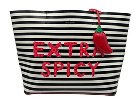 Kate Spade Extra Spicy Chili Pepper Little Len Striped Tote Bag