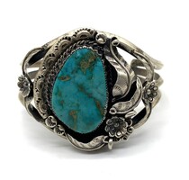  Sterling silver cuff bracelet with royston turquoise stone