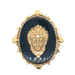 Vintage 14k Yellow Gold Black Onyx Cameo Portrait High Relief Pin Brooch Pendant